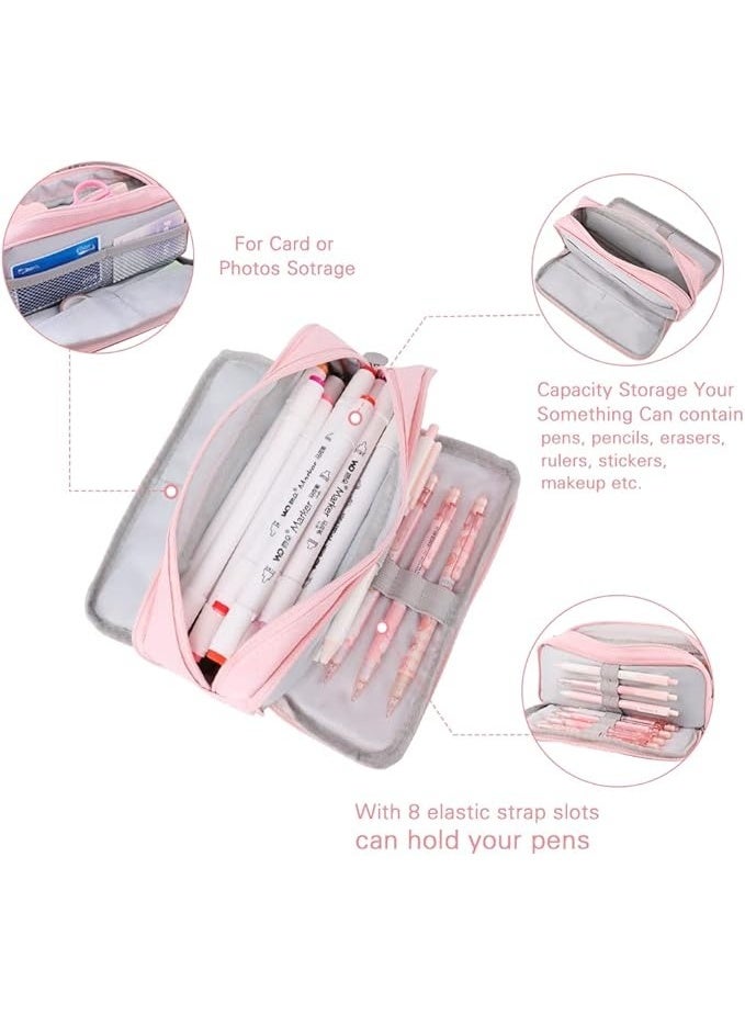 سبيشال قضية قلم كبيرة السعة ، وقضية قلم من ثلاثة مقصورة ، ومناسبة لأكياس القرطاسية للمراهقين في المدارس ، والأولاد والبنات ، وأكياس التخزين المريحة ، وأكياس تخزين السفر في الهواء الطلق - Image 4