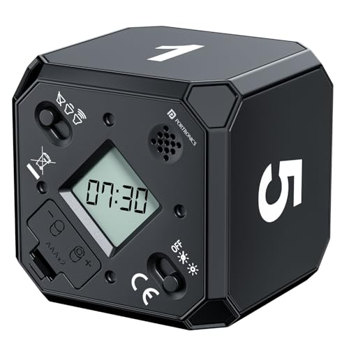 Portronics Timeout, Smart 1, 5, 7, 9 Minute Count Down Timer Cube with Audio Visual Alarm for Better Time Management in Kitchen, Kids Study, Games, Workouts, Meditation and Yoga (Black) - Image 1