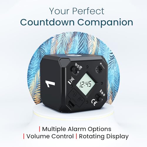 Portronics Timeout, Smart 1, 5, 7, 9 Minute Count Down Timer Cube with Audio Visual Alarm for Better Time Management in Kitchen, Kids Study, Games, Workouts, Meditation and Yoga (Black) - Image 2