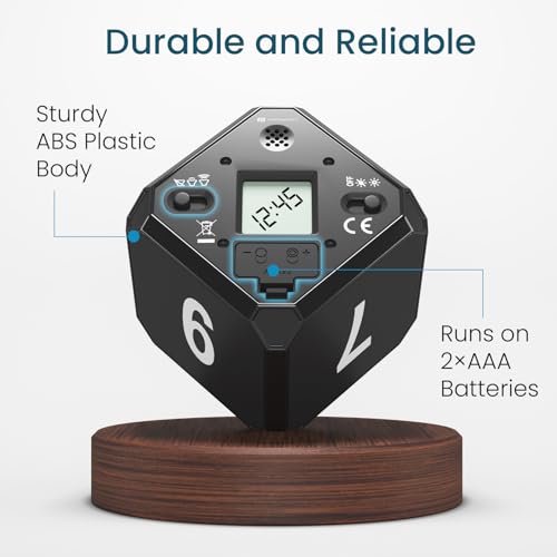 Portronics Timeout, Smart 1, 5, 7, 9 Minute Count Down Timer Cube with Audio Visual Alarm for Better Time Management in Kitchen, Kids Study, Games, Workouts, Meditation and Yoga (Black) - Image 3