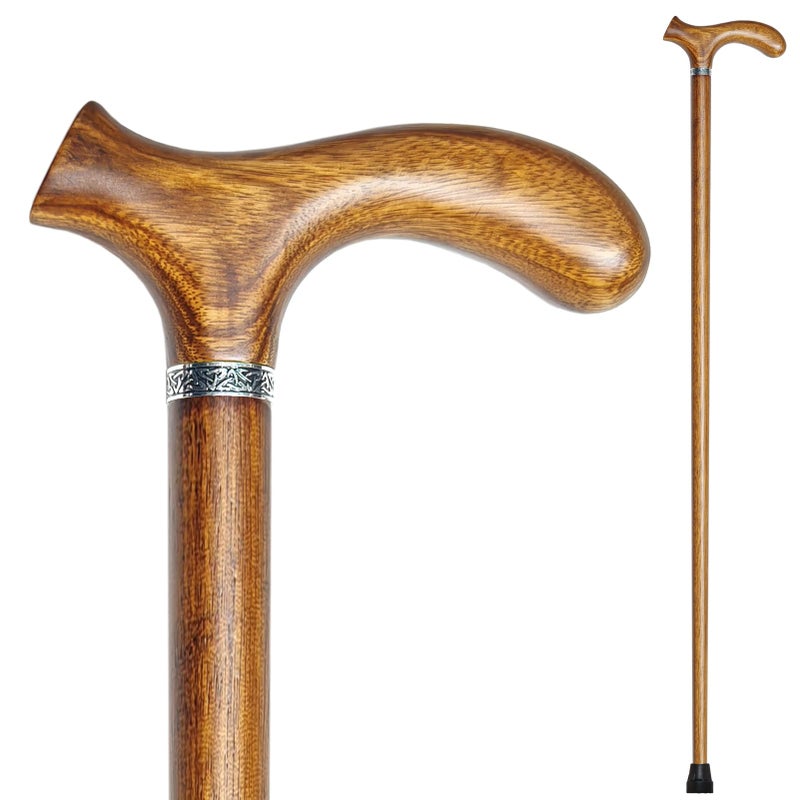 YIVIYAR Wooden Walking Cane for Men & Women & Seniors, Supportive Mobility Aid Wood Walking Cane, Handmade Classic Design with Comfort Grip Handle, Balance Support Wood Stick for Elderly (35 Inch) - Image 1