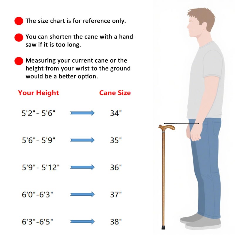 YIVIYAR Wooden Walking Cane for Men & Women & Seniors, Supportive Mobility Aid Wood Walking Cane, Handmade Classic Design with Comfort Grip Handle, Balance Support Wood Stick for Elderly (35 Inch) - Image 3