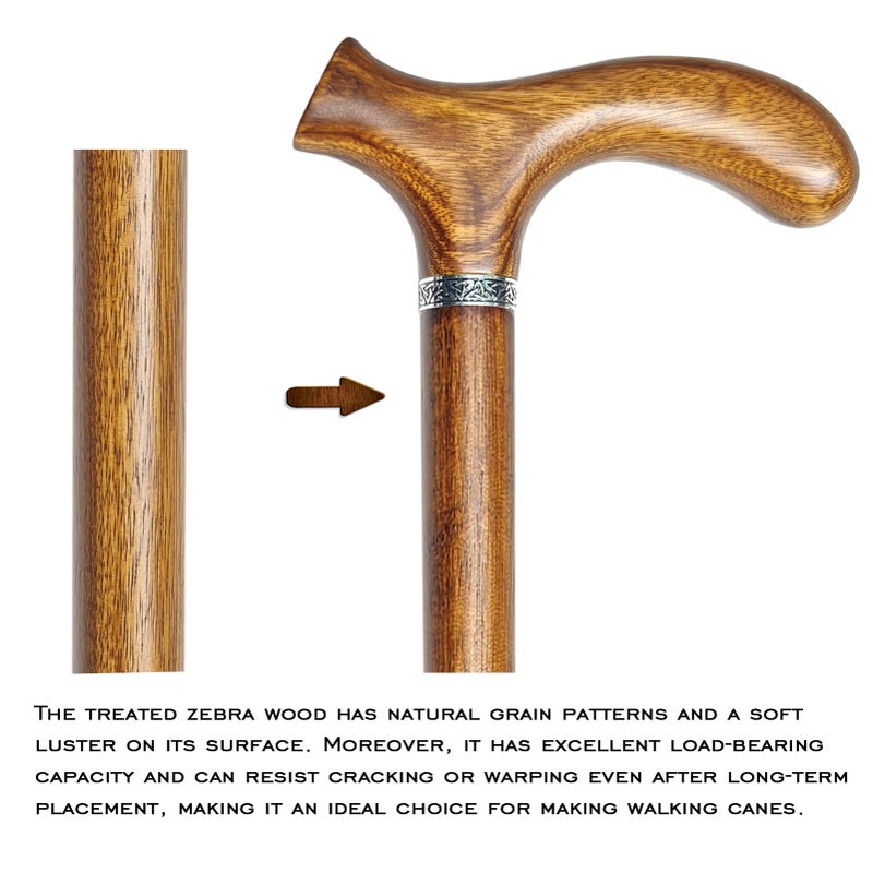 YIVIYAR Wooden Walking Cane for Men & Women & Seniors, Supportive Mobility Aid Wood Walking Cane, Handmade Classic Design with Comfort Grip Handle, Balance Support Wood Stick for Elderly (35 Inch) - Image 4