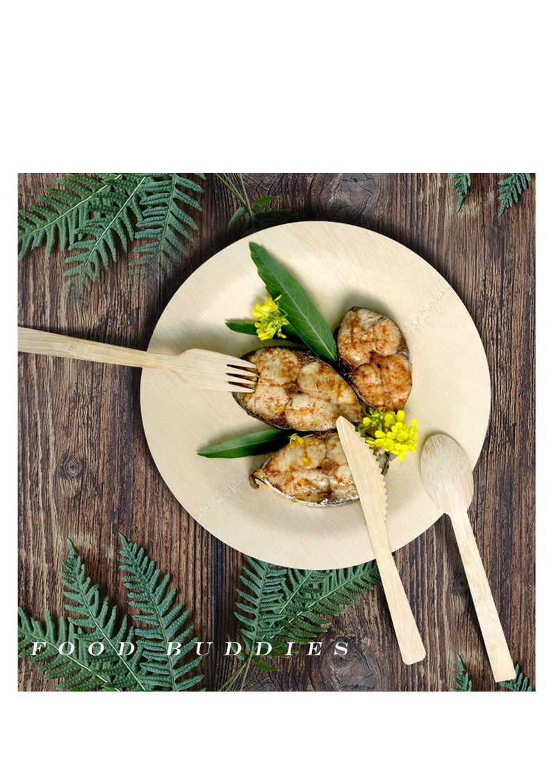 300 Piece Wooden Cutlery Set Disposable Bamboo Cutlery Eco Friendly 100% All-Natural Birchwood Biodegradable For Picnic Party Celebrations - 100 Wooden Forks 100 Wooden Knives 100 Wooden Spoons  - Image 2