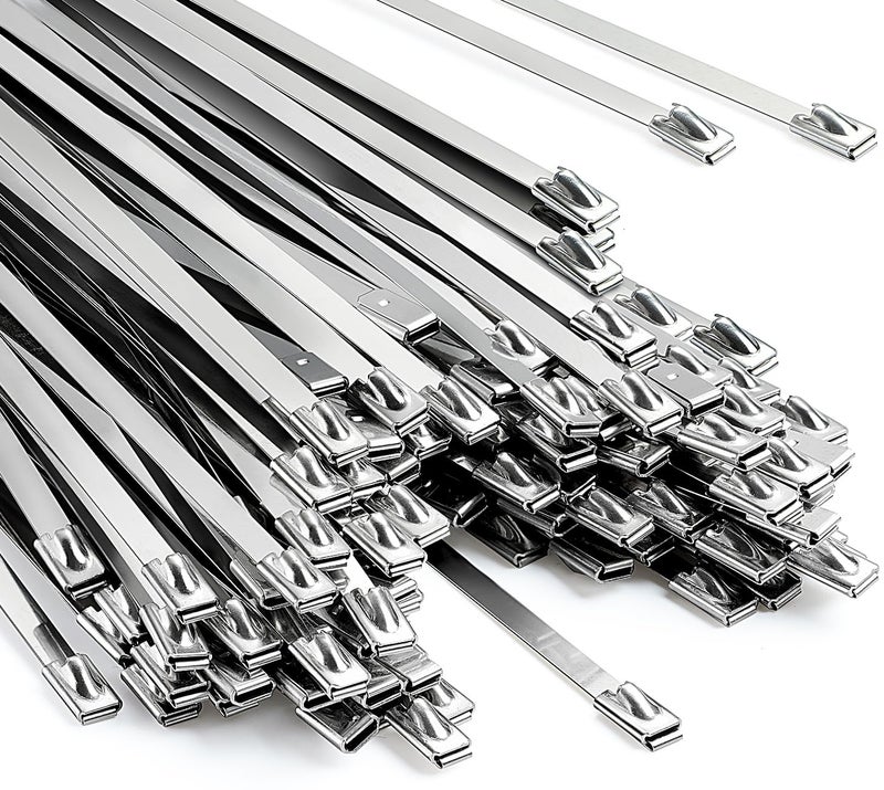 XUTTUM 150PCS Heavy Duty Zip Ties 200 Pounds Tensile Strength 11.8Inch Metal Zip Ties Anti-Uv, Suitable For Chain Link Fence Components,Wire Mesh Rolls,Exhaust Wraps,Outdoor Poultry Fencing. - Image 1