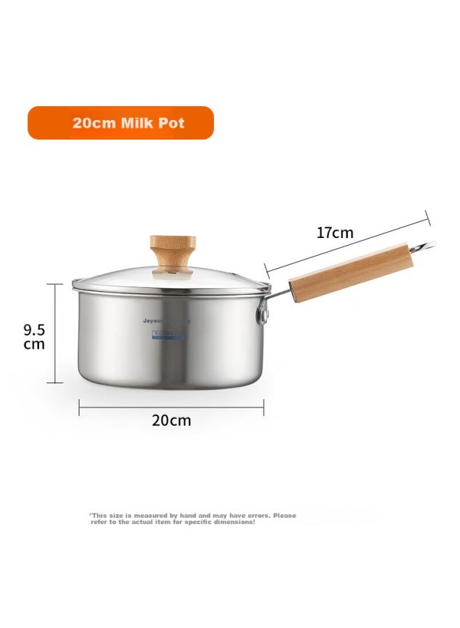 Joyoung 316l Stainless Steel Baby Food Pot Soup Pot Snow Flat Pot Instant Noodle Cooking Pot Milk Pot Universal 20cm