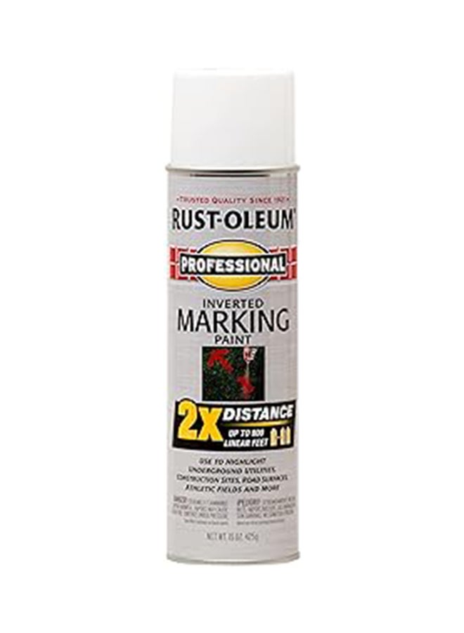 Rust-Oleum 266593 Professional 2X Distance Inverted Marking Spray Paint, 15 Oz, White
