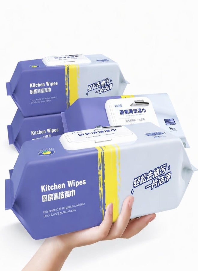 Hocimit Kitchen Cleaning Wipes, 80 Reusable Decontamination Wet Wipes, Multi-Surface Oil and Grease Cleaning for Stovetops, Tiles, Sinks, 25 cm x 20 cm - Image 1