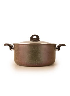 TRUEVAL 10-Piece Non-Stick Aluminum Cookware Set With Heat Resistant Handles Brown, 18cm, 20cm, 24cm, 28cm Pots With Stainless Steel Lid, 26cm Frypan, 26cm Round Oven Tray  - Image 2