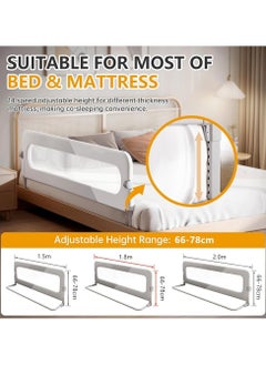 CityRiya-Long Toddler Bed Rails for Crib, Bed Rail Guard for Toddlers, Baby Crib Guard Bumper, Kids Adjustable Fall Protection Guardrails, Safety Bed Fence Protector Rail, Kids Safe Bed Side Rail for Queen, King Beds (2M)  - Image 2
