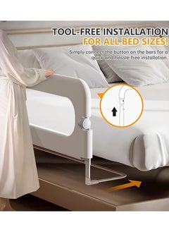 CityRiya-Long Toddler Bed Rails for Crib, Bed Rail Guard for Toddlers, Baby Crib Guard Bumper, Kids Adjustable Fall Protection Guardrails, Safety Bed Fence Protector Rail, Kids Safe Bed Side Rail for Queen, King Beds (2M)  - Image 3