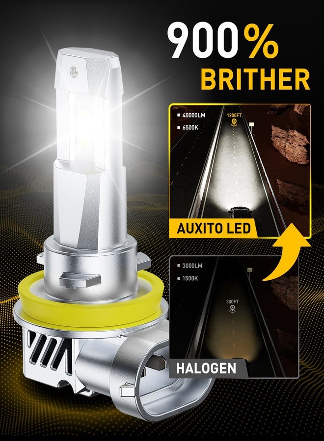 AUXITO H11 LED Bulbs, 40000LM 900% Super Bright, 60000+ Hours Life Service, 6500K Cool White, 1:1 Mini Size Wireless H8 H9 Fog Light Halogen Replacement, Plug & Play, Pack of 2 - Image 2