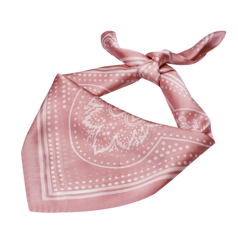 VANLINKER 27.5 Inches Silk Head Scarf for Women Men Vintage Bandanas Satin Hair Scarf Silk Wrap Scarf Neckerchief Square Scarves VL9549 Pink - Image 2