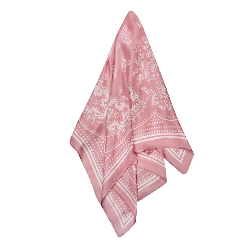 VANLINKER 27.5 Inches Silk Head Scarf for Women Men Vintage Bandanas Satin Hair Scarf Silk Wrap Scarf Neckerchief Square Scarves VL9549 Pink - Image 3