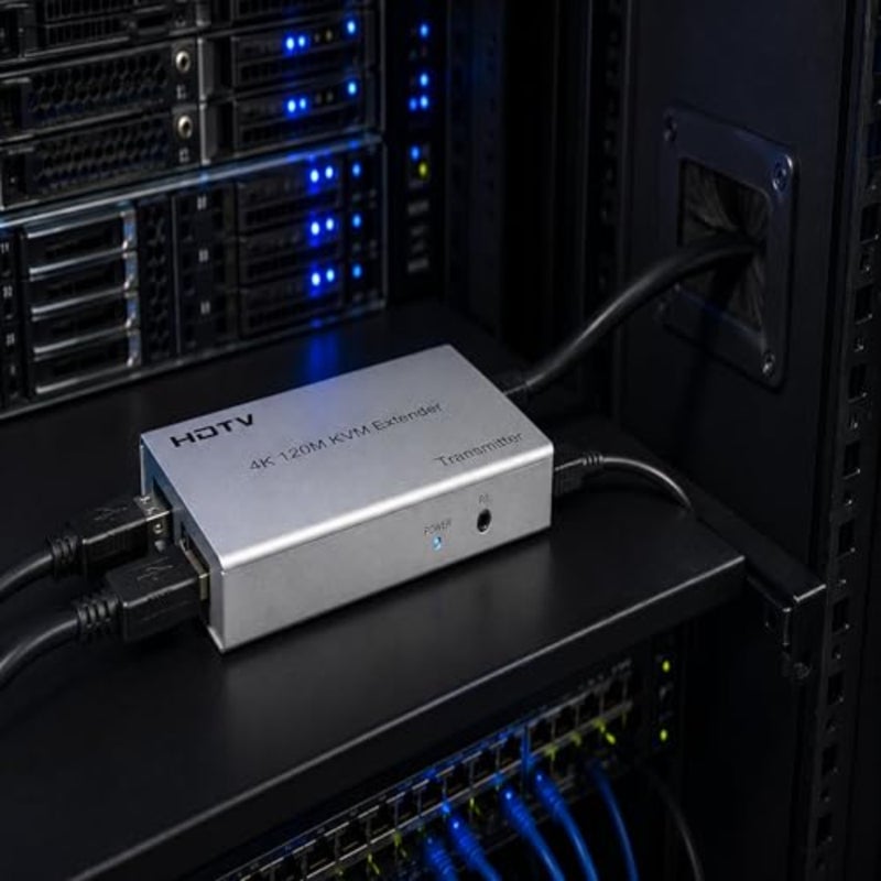 موسع HDMI KVM بدقة 4K للمكتب ومؤتمرات الفيديو في الفصول الدراسية؛ السكن المعدني أسود؛ نطاق 120 مترًا فوق Cat5e/Cat6 مع 1080p@60 هرتز، ولوحة مفاتيح USB/ماوس للتحكم عن بعد بالأشعة تحت الحمراء - Image 2