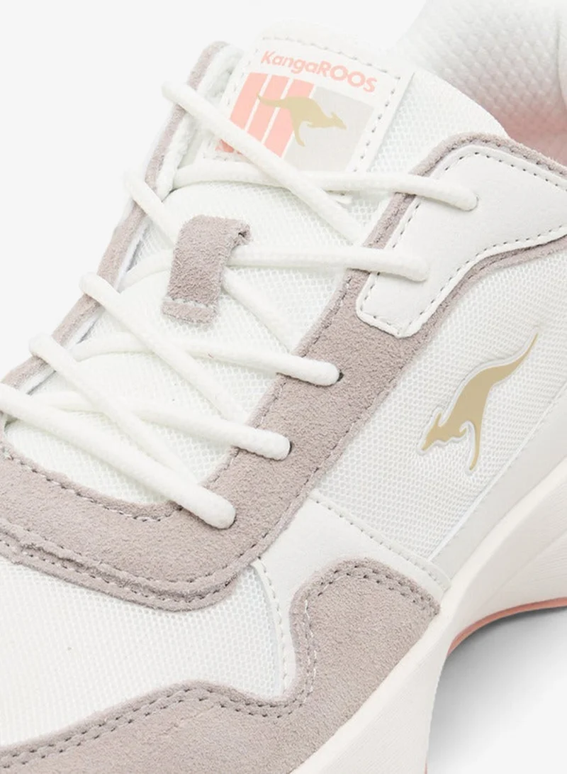 kangaROOS WHITE Women's Colourblock Lace-Up Sports Shoes for Women | Best Price UAE