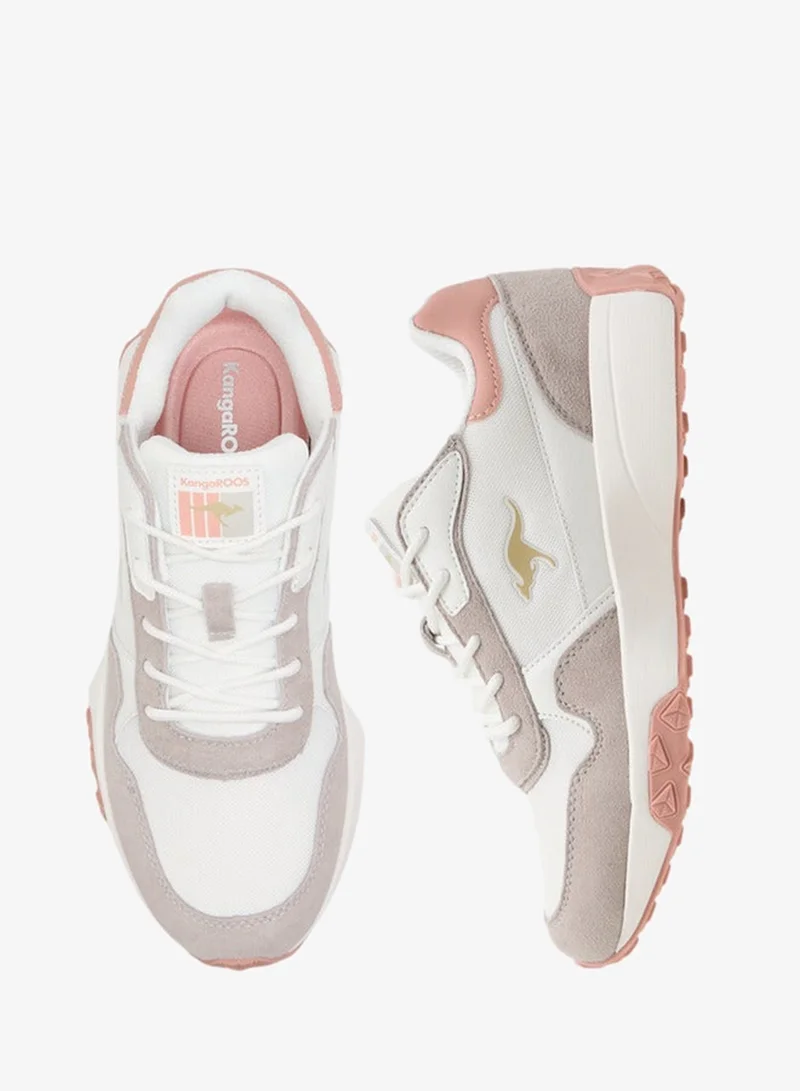 kangaROOS WHITE Women's Colourblock Lace-Up Sports Shoes for Women | Best Price UAE