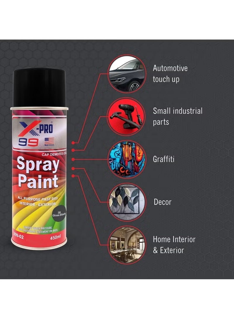 X-Pro 99 All Purpose Spray Paint Gloss Black 39, 450ml - Image 2