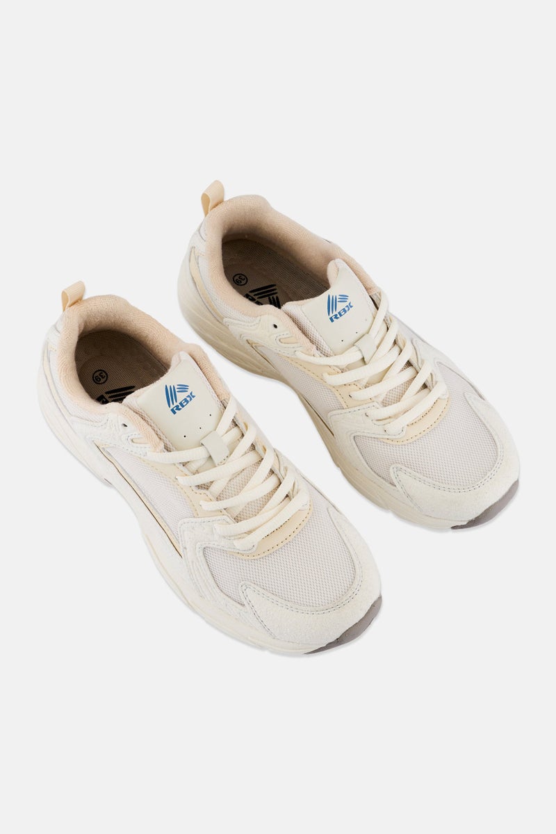 RBX Women Brand Logo Lace Up Outdoor Shoes, Beige  - Image 4
