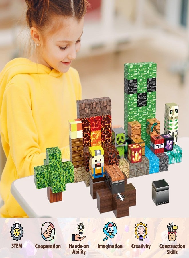 JIMI مجموعة كتل البناء المغناطيسية JIMI، كتل مغناطيسية ألعاب البناء STEM، ألعاب stacking الحسية مونتيسوري للأولاد والبنات من عمر 3 4 5 6 7 8، مكعبات مغناطيسية هدية عيد الميلاد أو عيد الميلاد للأطفال - Image 3