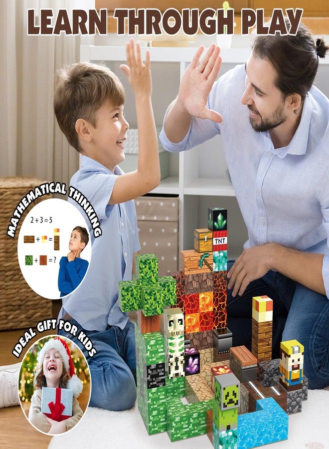 JIMI مجموعة كتل البناء المغناطيسية JIMI، كتل مغناطيسية ألعاب البناء STEM، ألعاب stacking الحسية مونتيسوري للأولاد والبنات من عمر 3 4 5 6 7 8، مكعبات مغناطيسية هدية عيد الميلاد أو عيد الميلاد للأطفال - Image 4