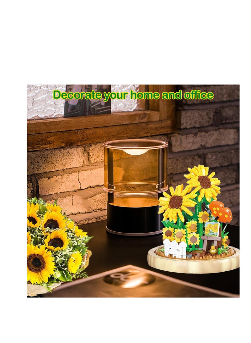 558Pcs Mini Brick Flower Bouquet Building Kit - DIY Sunflower Bouquet with Dust Cover, Perfect for Adults, Botanical Collection Gift for Mom's Birthday or Special Occasions. - Image 5