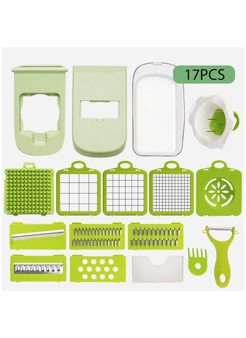 TD HOME 17 - Piece Kitchen Multi - Functional Vegetable Cutter: Multiple Blades Can Be Changed at Will, Safe and Harmless to Hands, Making Vegetable Cutting Easy and Efficient  - Image 2