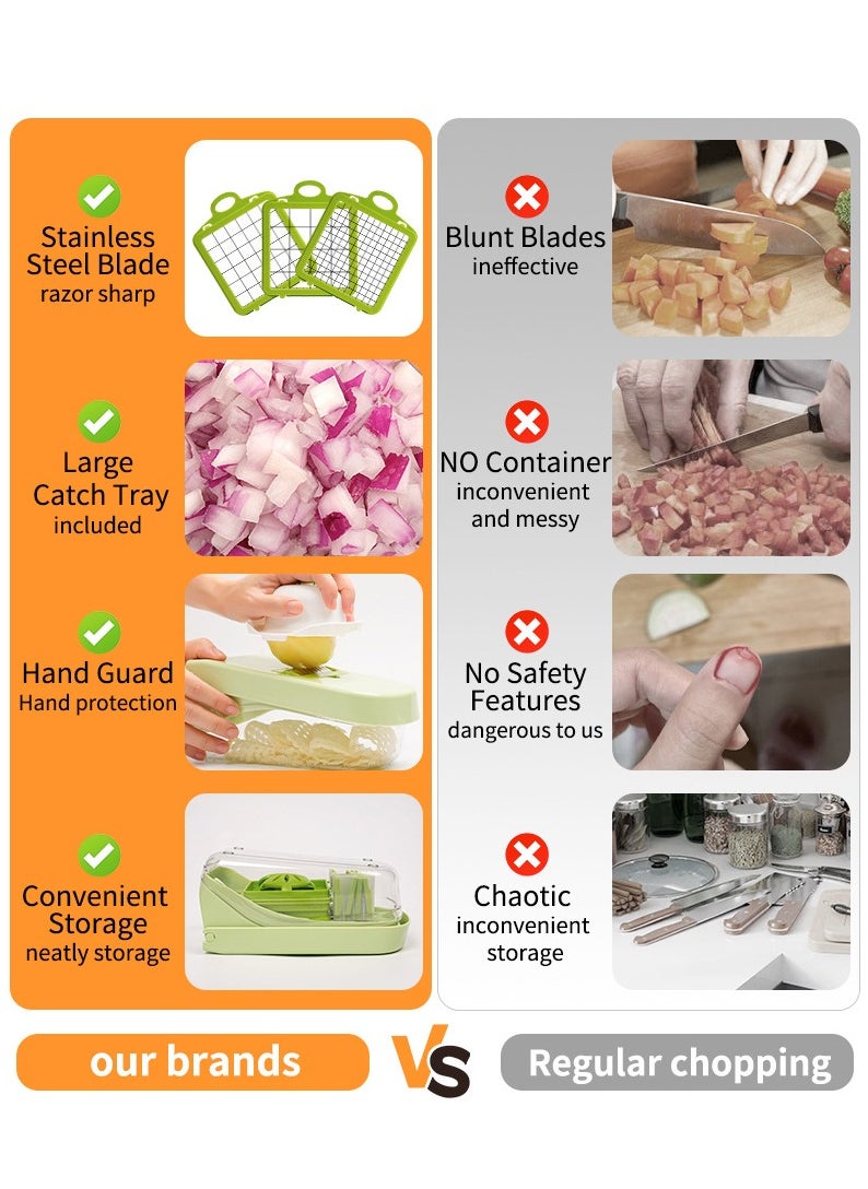 TD HOME 17 - Piece Kitchen Multi - Functional Vegetable Cutter: Multiple Blades Can Be Changed at Will, Safe and Harmless to Hands, Making Vegetable Cutting Easy and Efficient  - Image 5