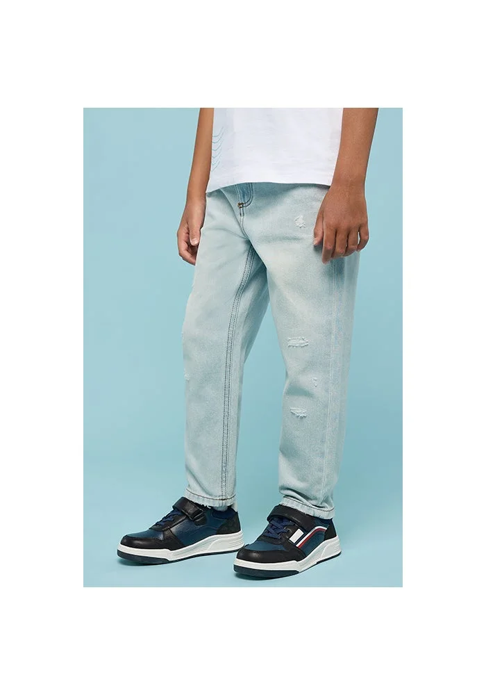 أر أند بي Washed Straight Fit Jeans with Button Closure