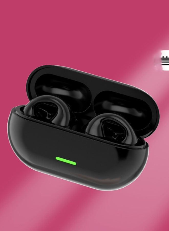 Ear clip-on bone conduction headphones, lightweight and comfortable, with a secure fit, detachable ear clips, Bluetooth 5.3, 360° panoramic sound, call noise reduction, ultra-long battery life of 68 hours, IPX4 waterproof (black) - Image 2