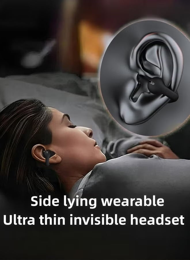 Ear clip-on bone conduction headphones, lightweight and comfortable, with a secure fit, detachable ear clips, Bluetooth 5.3, 360° panoramic sound, call noise reduction, ultra-long battery life of 68 hours, IPX4 waterproof (black) - Image 5