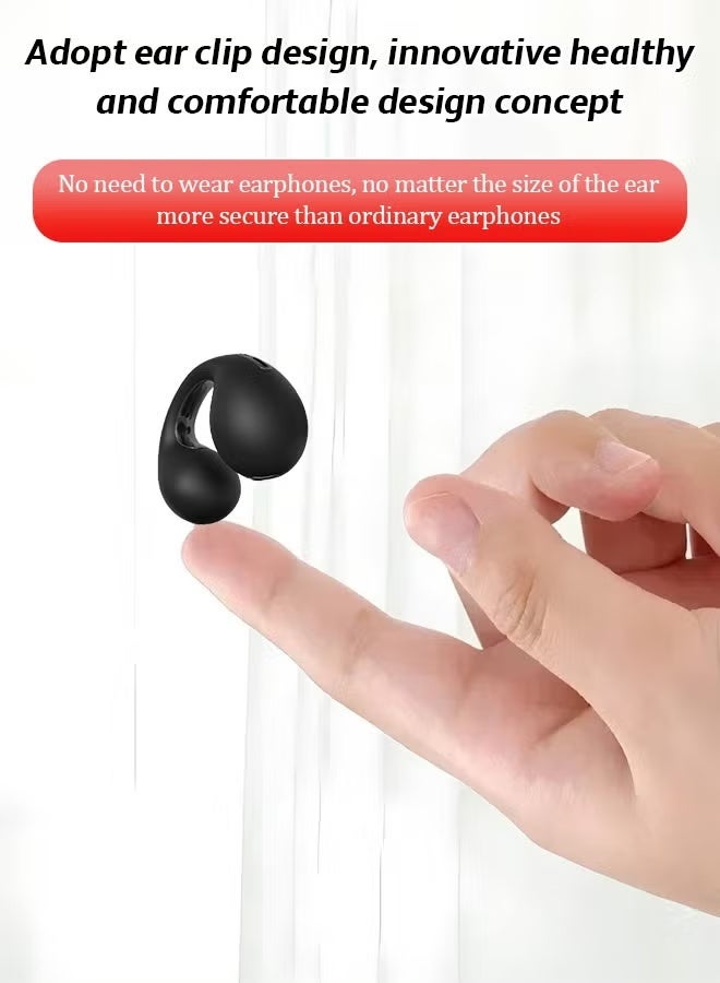 Ear clip-on bone conduction headphones, lightweight and comfortable, with a secure fit, detachable ear clips, Bluetooth 5.3, 360° panoramic sound, call noise reduction, ultra-long battery life of 68 hours, IPX4 waterproof (black) - Image 4