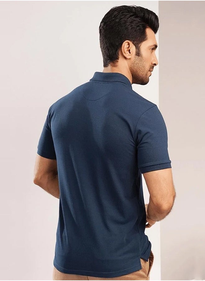 Mendeez Persian Blue Zipper Polo T-Shirt