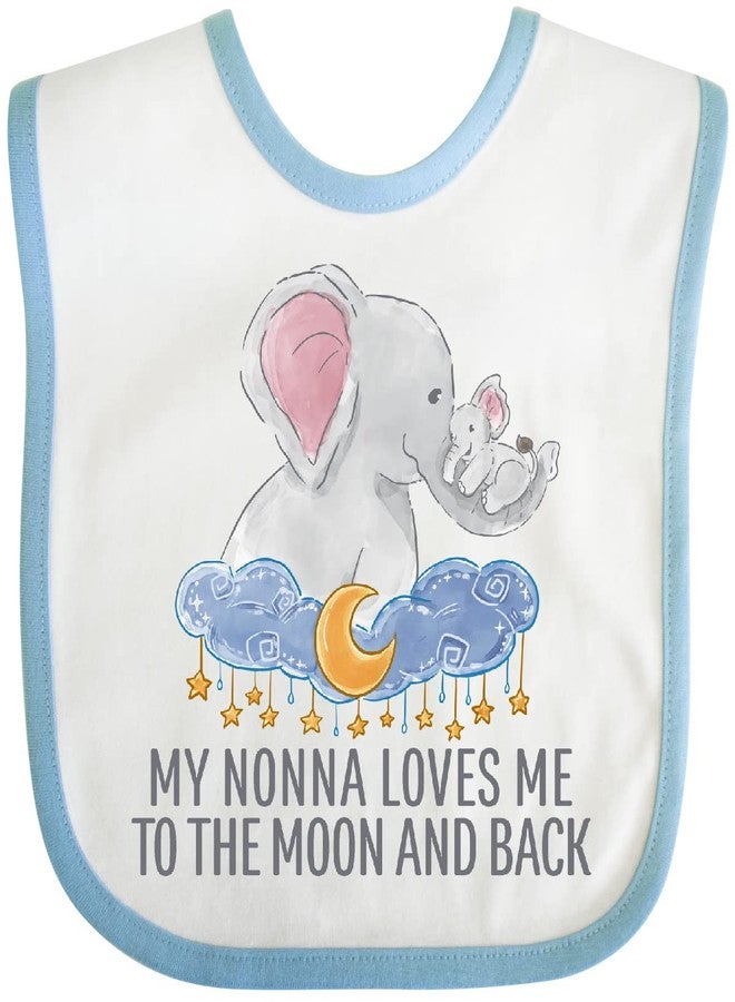 inktastic My Nonna Loves Me To the Moon and Back Elephants in Clouds Baby Bib White and Blue 41f78 - Image 1
