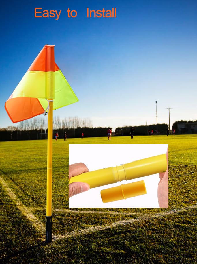 Jiaroutk Soccer Corner Flags Set of 4, Playing Field Corner Flags, Soccer Flag Pulling, Soccer Agility Poles, Flag Soccer Football Equipment For Training Turf W/Bright Flags - Image 3