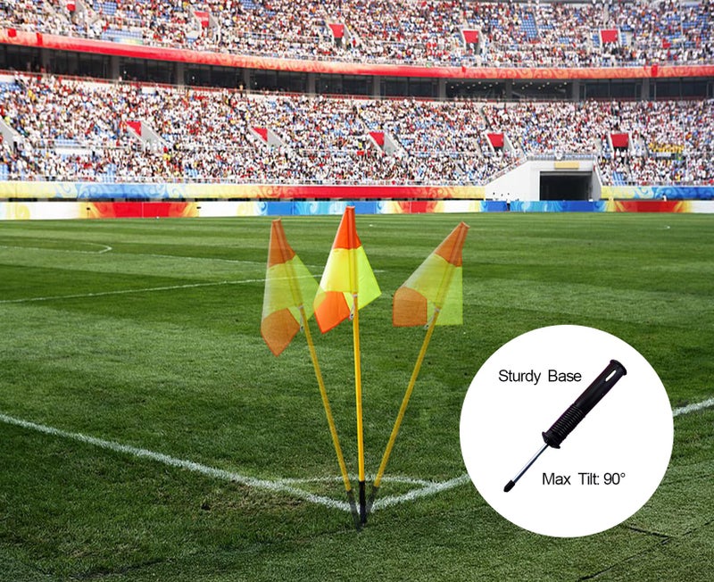 Jiaroutk Soccer Corner Flags Set of 4, Playing Field Corner Flags, Soccer Flag Pulling, Soccer Agility Poles, Flag Soccer Football Equipment For Training Turf W/Bright Flags - Image 4