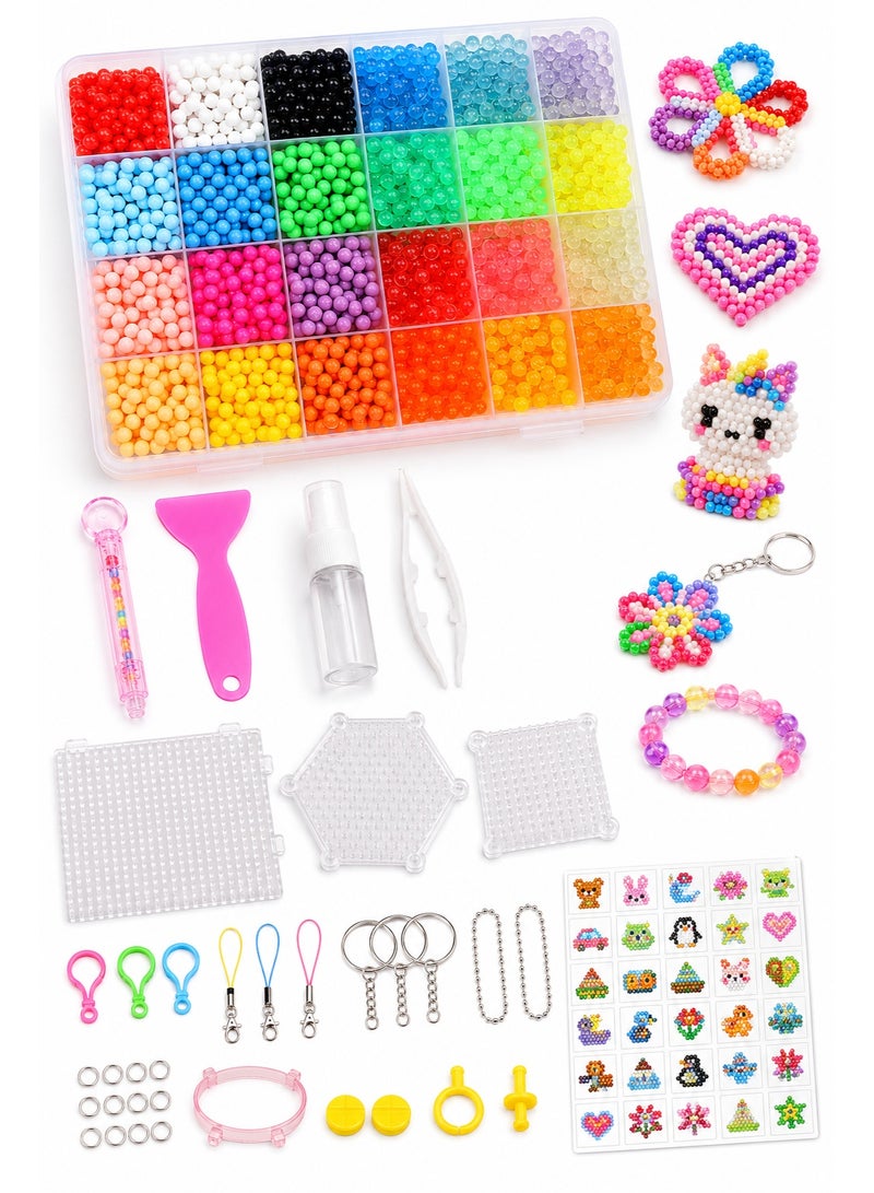 Capstro Water Fuse Beads Kit – Glow-in-the-Dark A, 24 Colors 3000Pcs with Box, Spray Bottle & Tools | DIY Water Sticky Bead Craft Toy for Kids Ages 6–14 | Creative Arts & Crafts Educational Gift Set - Image 1