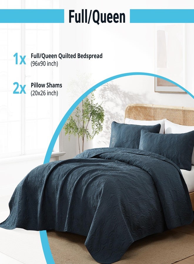 أتش أل سي.مي طقم لحاف HLC.ME Benji - 3 قطع بحجم كوين كامل، طقم غطاء سرير كوين خفيف الوزن (كامل/كوين، أزرق داكن) - Image 3