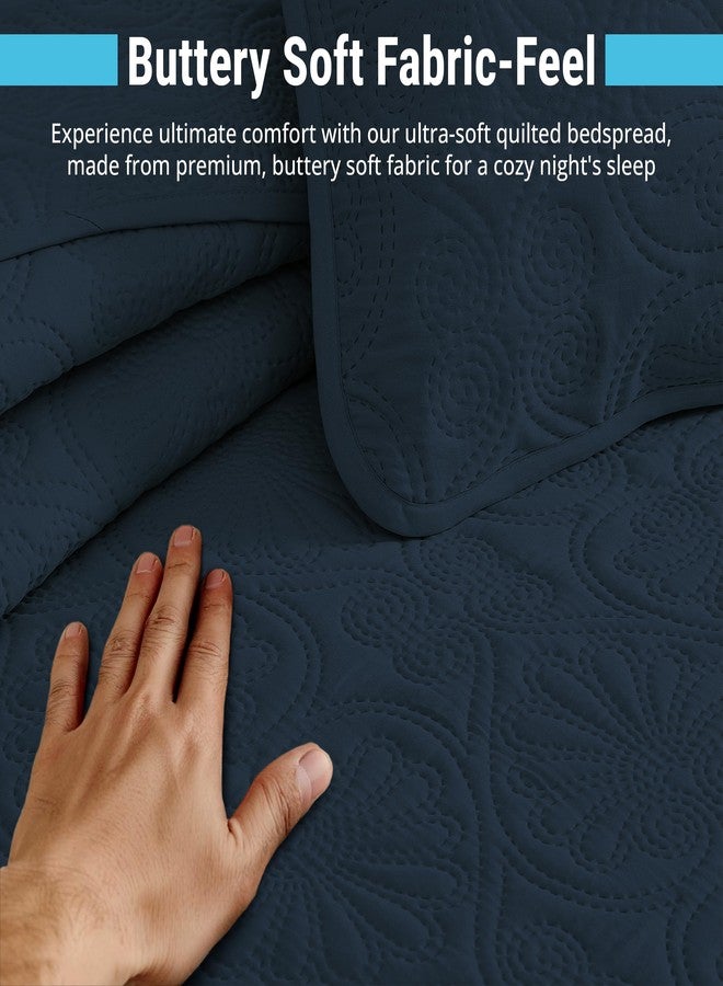 أتش أل سي.مي طقم لحاف HLC.ME Benji - 3 قطع بحجم كوين كامل، طقم غطاء سرير كوين خفيف الوزن (كامل/كوين، أزرق داكن) - Image 5