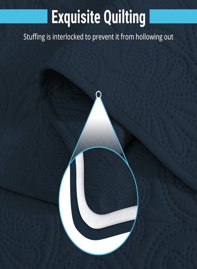 أتش أل سي.مي طقم لحاف HLC.ME Benji - 3 قطع بحجم كوين كامل، طقم غطاء سرير كوين خفيف الوزن (كامل/كوين، أزرق داكن) - Image 4