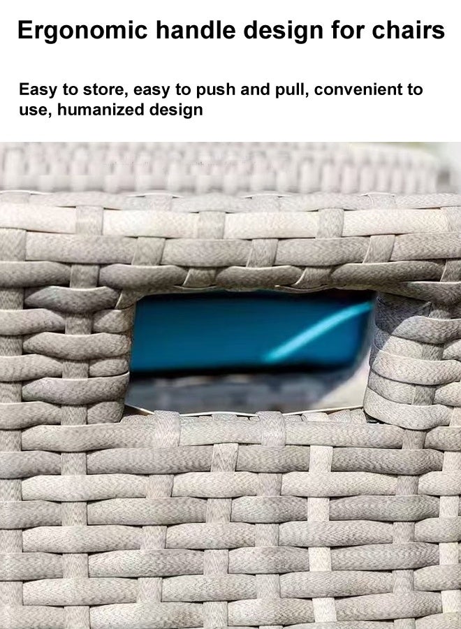 fashionhome Set of 3 Multipurpose Use Stackable Outdoor Patio Bistro Set 2 Tiers Glass Top Dining Table with 2 Ergonomic Design Backrest Comfortable Rattan Chairs Garden Dinning Table and Chair Furniture Set for Yard Deck Garden Poolside Living Room 48x56x70 and 70x74 cm - Image 3