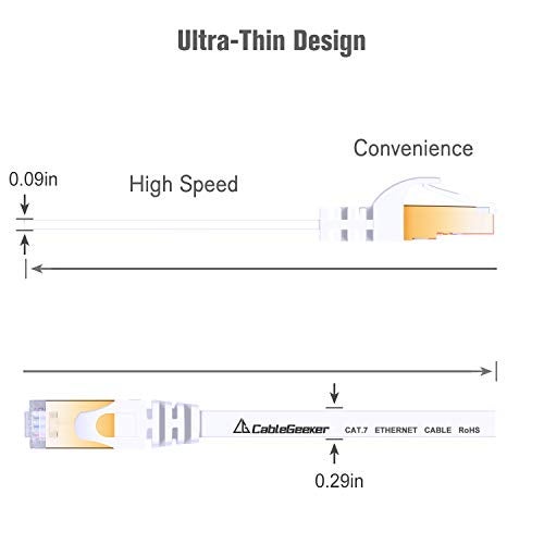 CableGeeker Cat 7 Ethernet Cable 3 ft 6 Pack (Highest Speed Cable) Cat7 Flat Shielded Ethernet Patch Cables - Internet Cable for Modem, Router, LAN, Computer - Compatible with Cat 5e, Cat 6 Network - Image 4