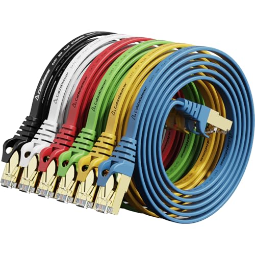 CableGeeker Cat 7 Ethernet Cable 3 ft 6 Pack (Highest Speed Cable) Cat7 Flat Shielded Ethernet Patch Cables - Internet Cable for Modem, Router, LAN, Computer - Compatible with Cat 5e, Cat 6 Network - Image 1