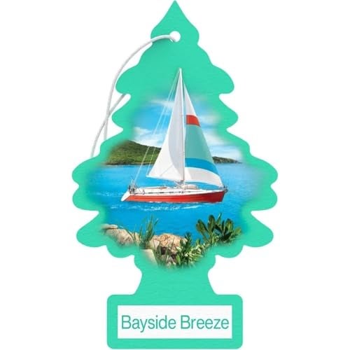 Little Trees Cardboard Hanging Car Home Office Air Freshener Bayside Breeze Pack of 6 - Image 1