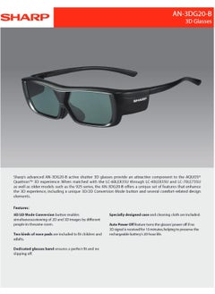 SHARP AN-3DG20B Active 3D Rechargeable Glasses  - Image 2
