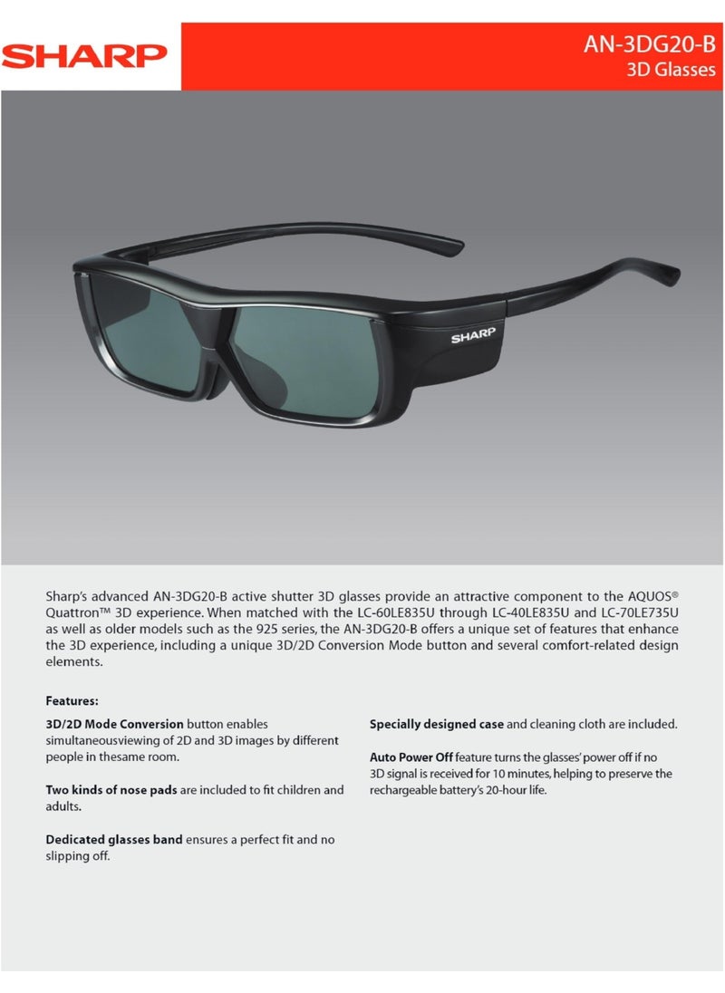 SHARP - AN-3DG20B Active 3D Rechargeable Glasses - Image 1
