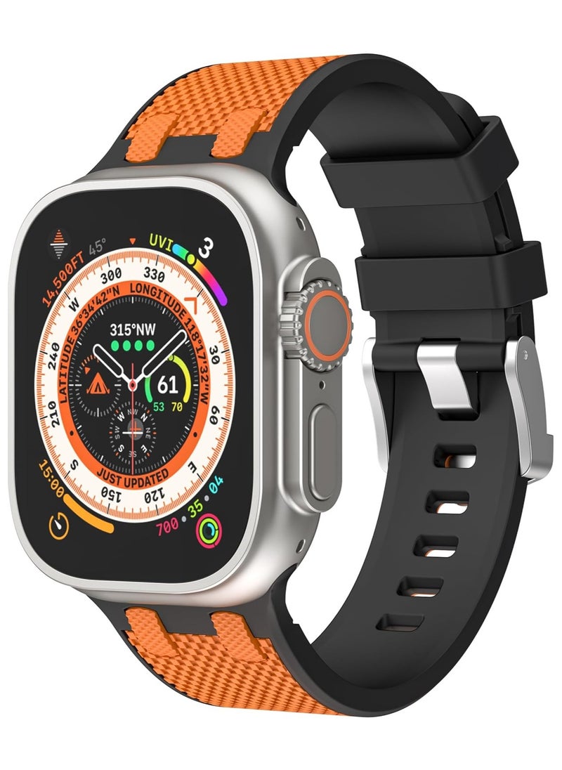 Generic - Luxury Sport Durable Rugged Watch Band for Apple Watch Ultra 1/2 49mm 46mm 45mm 44mm 42mm, Soft Silicone Rubber Strap for iwatch Series 10 9 8 7 6 5 4 3 2 1 SE - Image 1
