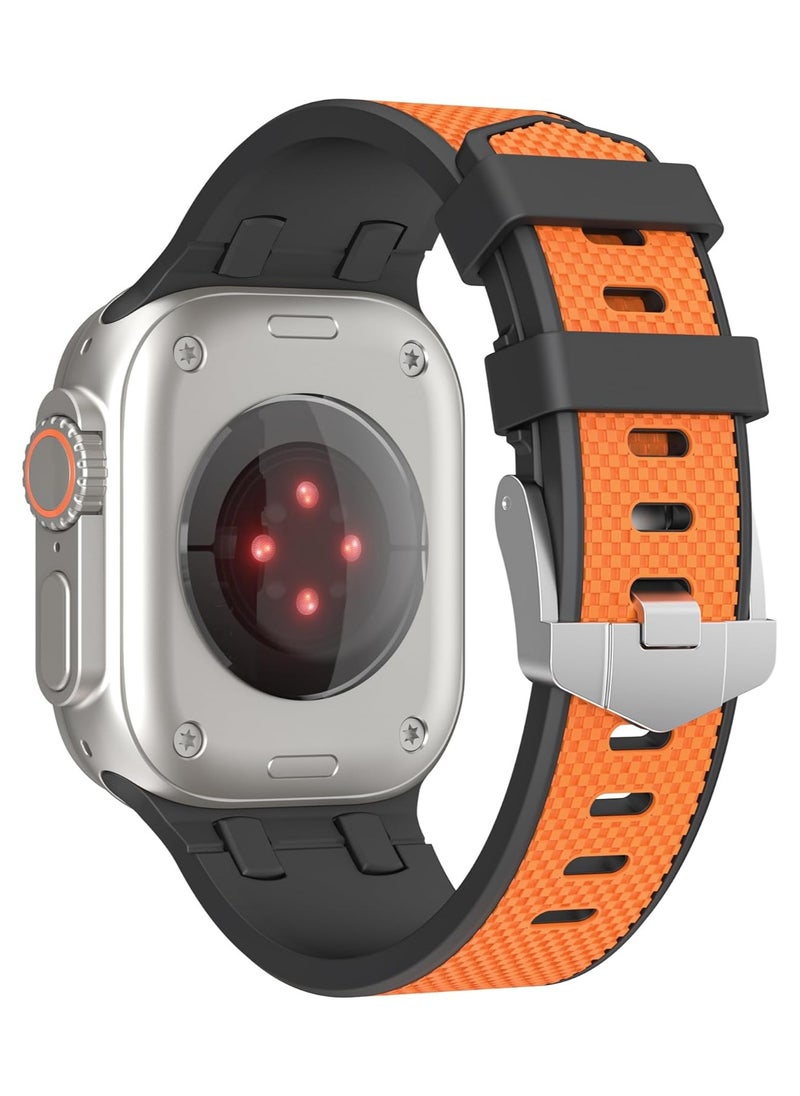 Generic - Luxury Sport Durable Rugged Watch Band for Apple Watch Ultra 1/2 49mm 46mm 45mm 44mm 42mm, Soft Silicone Rubber Strap for iwatch Series 10 9 8 7 6 5 4 3 2 1 SE - Image 1