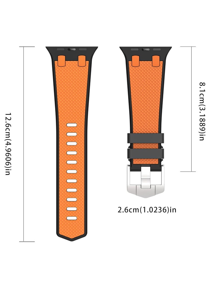 Generic - Luxury Sport Durable Rugged Watch Band for Apple Watch Ultra 1/2 49mm 46mm 45mm 44mm 42mm, Soft Silicone Rubber Strap for iwatch Series 10 9 8 7 6 5 4 3 2 1 SE - Image 1