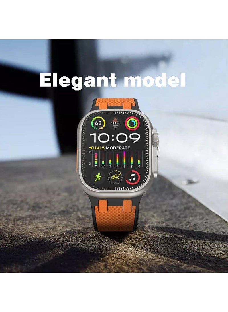 Generic - Luxury Sport Durable Rugged Watch Band for Apple Watch Ultra 1/2 49mm 46mm 45mm 44mm 42mm, Soft Silicone Rubber Strap for iwatch Series 10 9 8 7 6 5 4 3 2 1 SE - Image 1